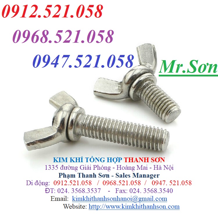 Vít bu lông tai hồng Inox 304 M6x40 rẻ 0912.521.058 bán bu lông móc cẩu ...