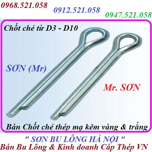 Chốt chẻ thép, chốt chẻ Inox 304 D1.D2.D3.D4.D5.D6.D8.D10 đây 0913.521. ...