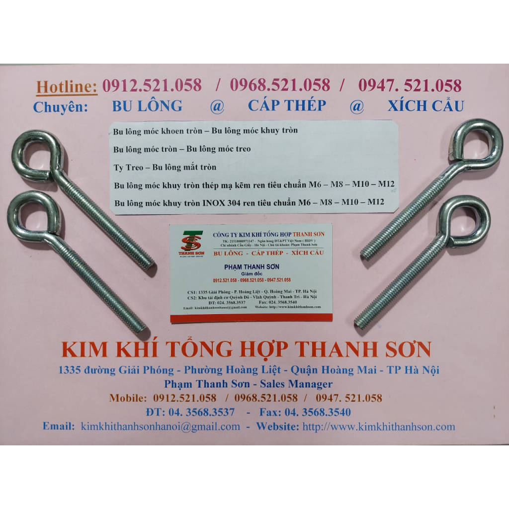 (Bu lông móc tròn thép mạ kẽm M10,M8,M12,M6 rẻ Hà Nội) 0912.521.058 Bu ...