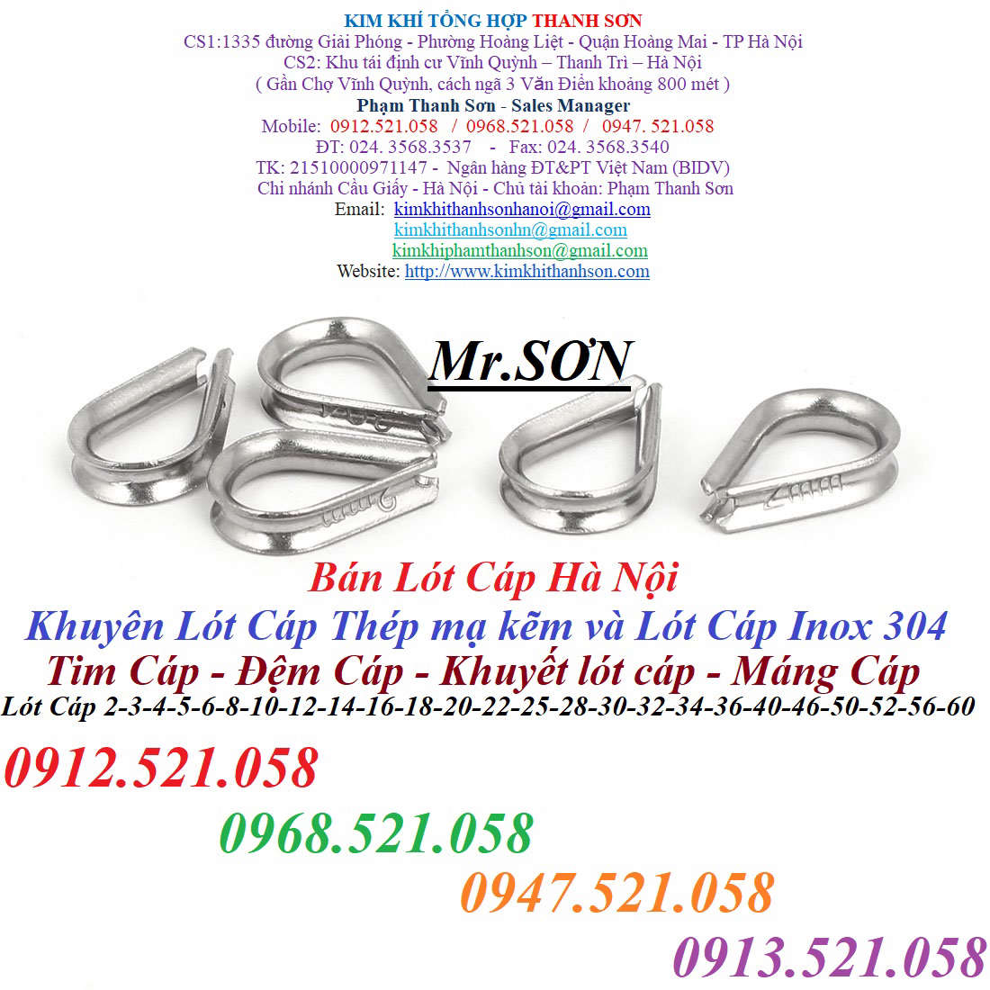 (Lót cáp Inox 304,bẹn lót cáp thép mạ kẽm Hà Nội) 0947.521.058 Cáp thép ...
