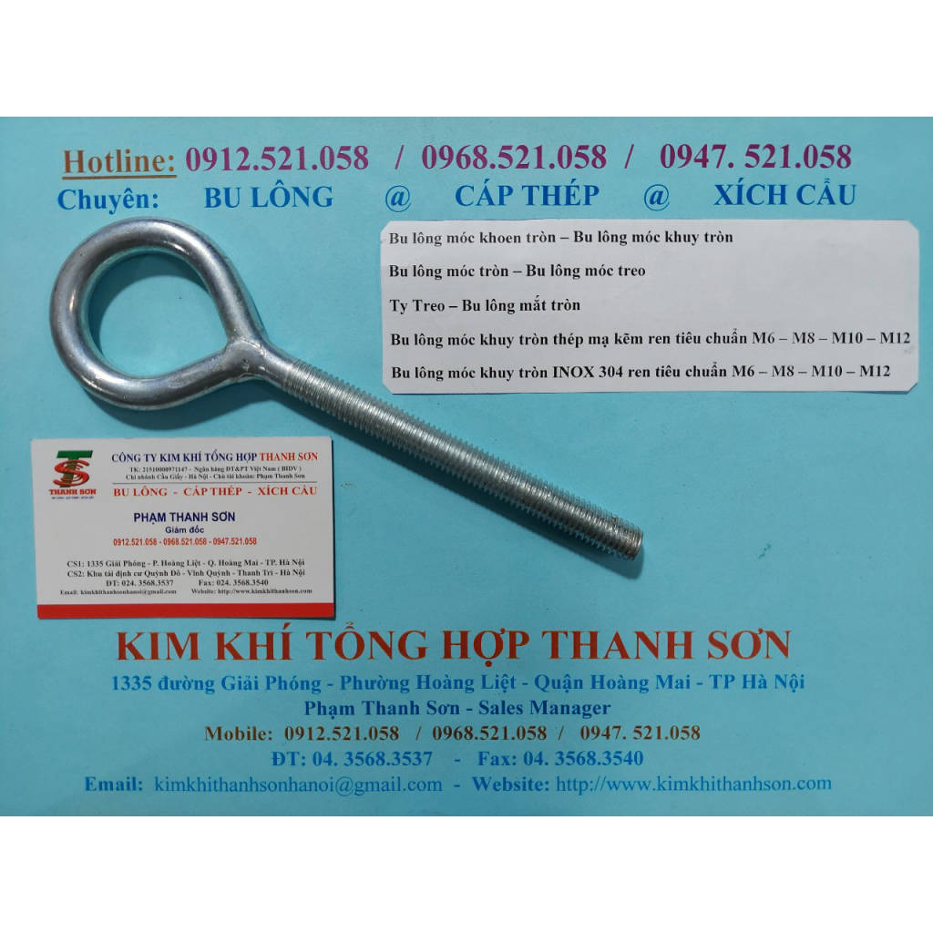 (Bu lông móc khuyên tròn M6,M8.M10,M12 mạ kẽm và Inox 304) 0912.521.058 ...