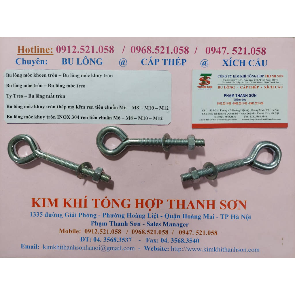 (Bu lông móc khuyên tròn M6,M8.M10,M12 mạ kẽm và Inox 304) 0912.521.058 ...