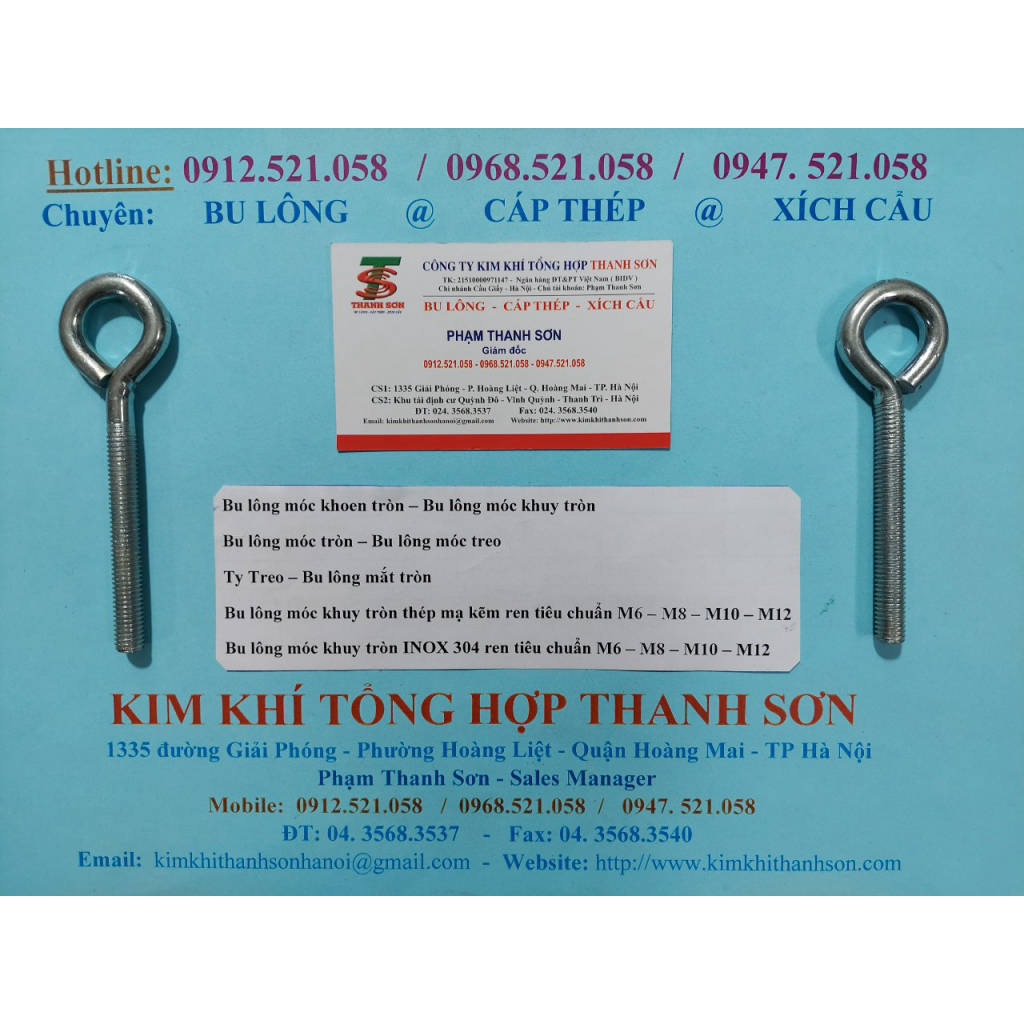 (Bu lông móc khuyên tròn M6,M8.M10,M12 mạ kẽm và Inox 304) 0912.521.058 ...