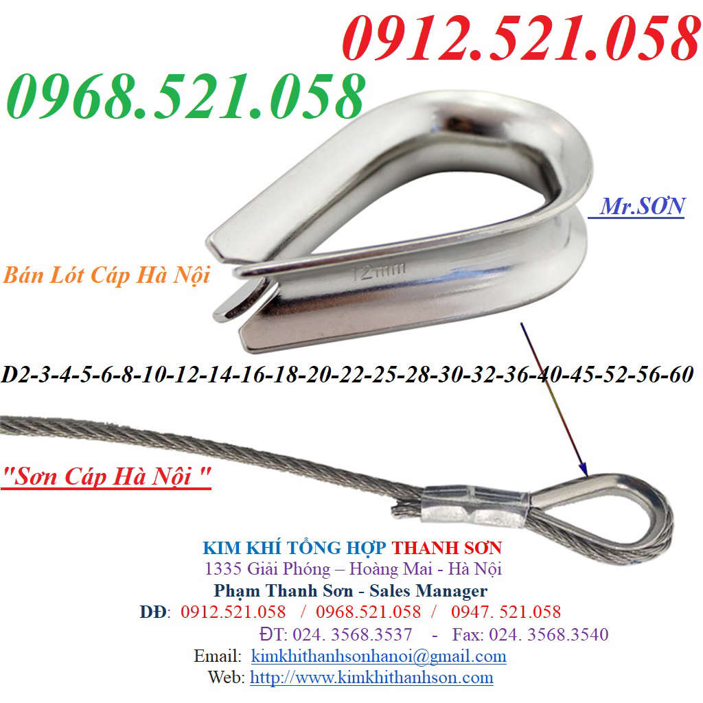 (Lót cáp Inox 304,bẹn lót cáp thép mạ kẽm Hà Nội) 0947.521.058 Cáp thép ...