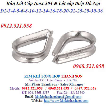 Lót cáp thép mạ kẽm, bẹn lót cáp Inox 304 Hà Nội 0947.521.058 Kim khí ...